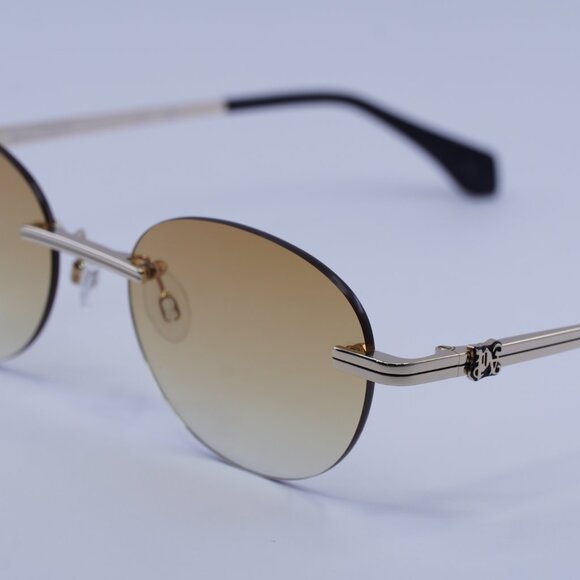 Palm Angels PERI10H CRYSTAL 7622 Sunglasses Gold Oval Frame, Orange Lenses - Picture 2 of 10